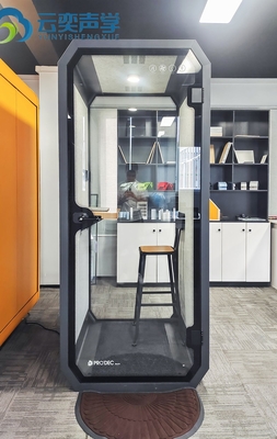 Stand de reuniones de oficina de un solo asiento con escritorio de computadora para trabajo privado Pod de oficina de cabina silenciosa inalámbrica móvil