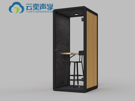 Stand de reuniones de oficina de un solo asiento con escritorio de computadora para trabajo privado Pod de oficina de cabina silenciosa inalámbrica móvil