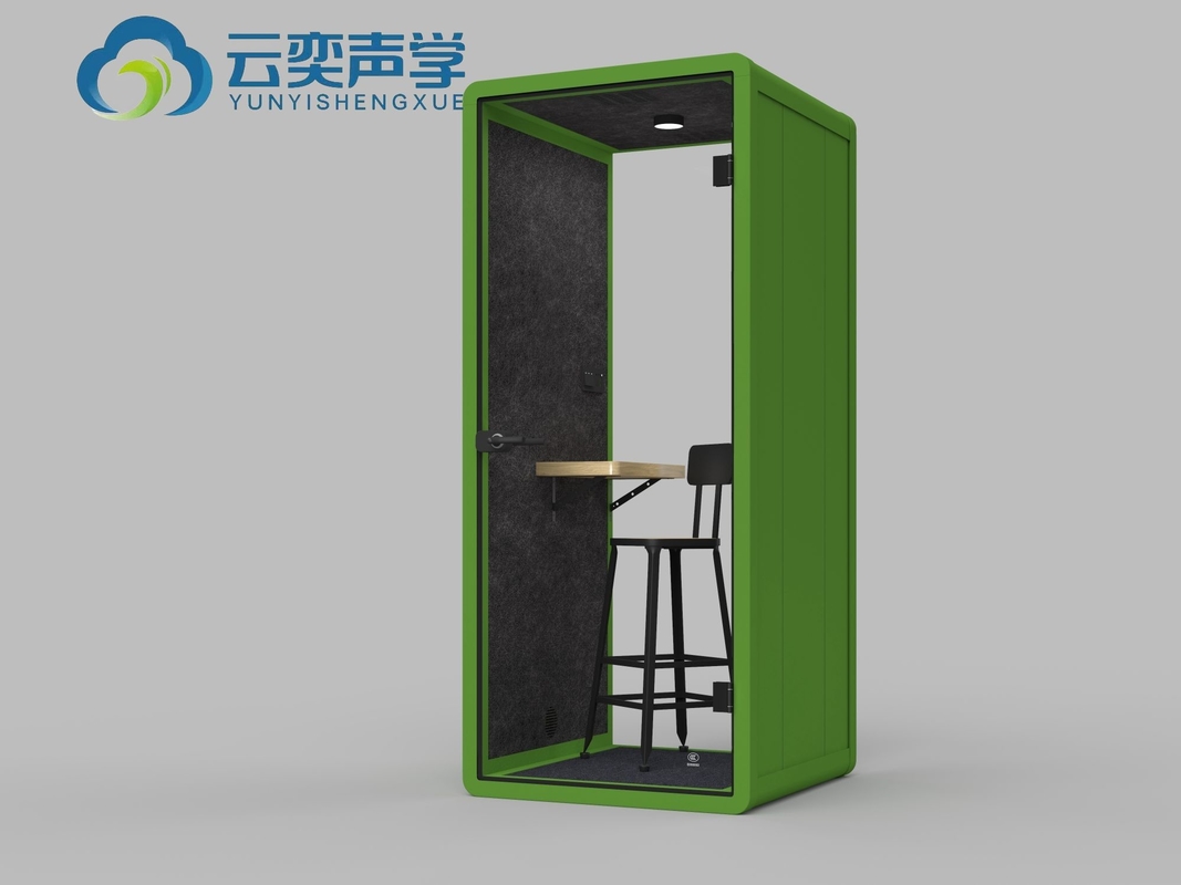 Stand de reuniones de oficina de un solo asiento con escritorio de computadora para trabajo privado Pod de oficina de cabina silenciosa inalámbrica móvil